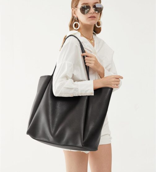 HOXIS Oversize Vegan Leather Tote Women Weekender Bag Shopper Handbag Travel Purse - Image 7