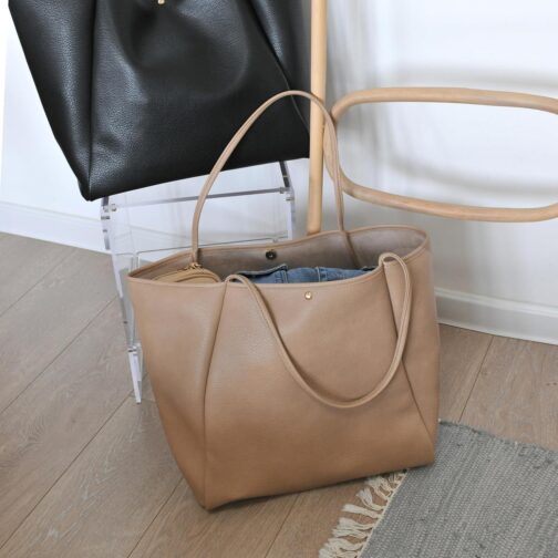 HOXIS Oversize Vegan Leather Tote Women Weekender Bag Shopper Handbag Travel Purse - Image 5