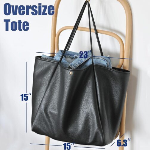 HOXIS Oversize Vegan Leather Tote Women Weekender Bag Shopper Handbag Travel Purse - Image 3