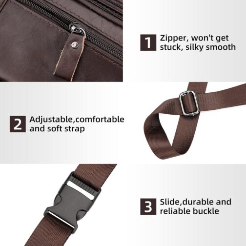 HUMERPAUL Leather Fanny Pack for Men Women, Fashion Waist Packs Small Crossbody Chest Bag with Adjustable Belt for Outdoor Travel Hiking Cycling - Image 6