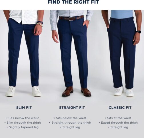 Haggar Mens Cool 18 Classic Fit Flat Front Hidden Expandable Waistband Casual Pant - Image 5
