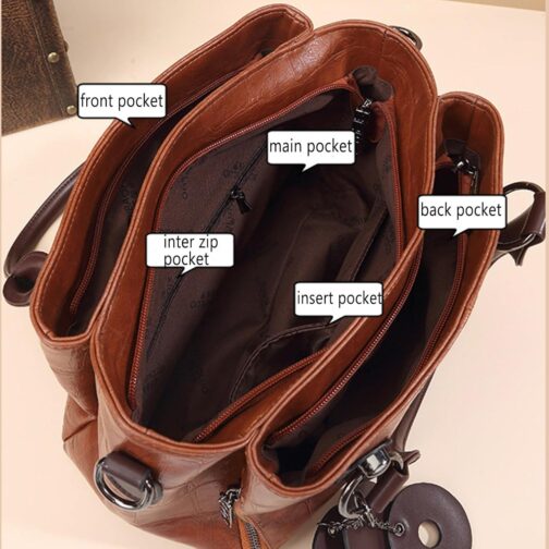 Handbags and Purses for women Vegan Leather Tote Bag for Women Satchel Shoulder Bags Travel Purse with Compartments - Image 5
