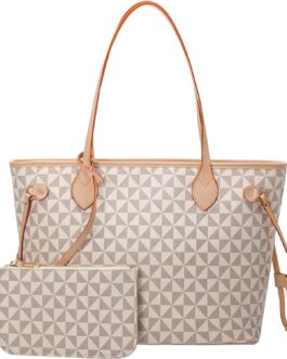 Handbags for Women Designer Fashion Purses Top Handle Satchel Shoulder Bags 2pcs with Small Wallet (White)