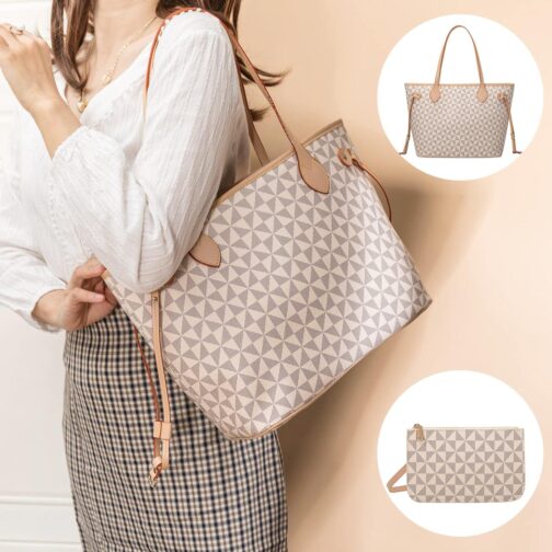 Handbags for Women Designer Fashion Purses Top Handle Satchel Shoulder Bags 2pcs with Small Wallet (White) - Image 5