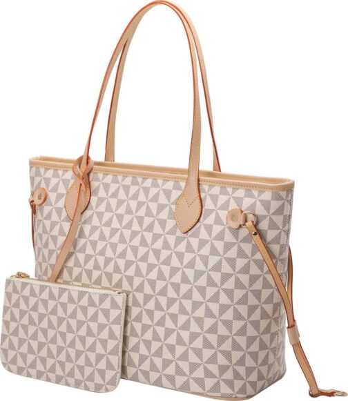 Handbags for Women Designer Fashion Purses Top Handle Satchel Shoulder Bags 2pcs with Small Wallet (White) - Image 8