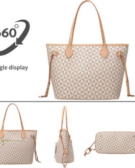 Handbags for Women Designer Fashion Purses Top Handle Satchel Shoulder Bags 2pcs with Small Wallet (White)