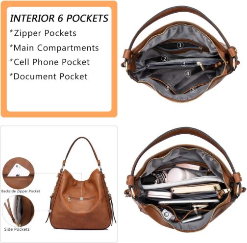 Handbags for Women Large Designer Ladies Hobo bag Bucket Purse Faux Leather - Image 6