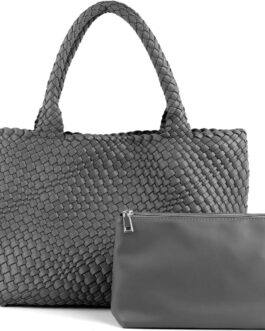 Handmade Woven Bag Handbag For Women Vegan Leather Tote Bag With Purses Travel Shoulder Bag Underarm Bag Beach Bag