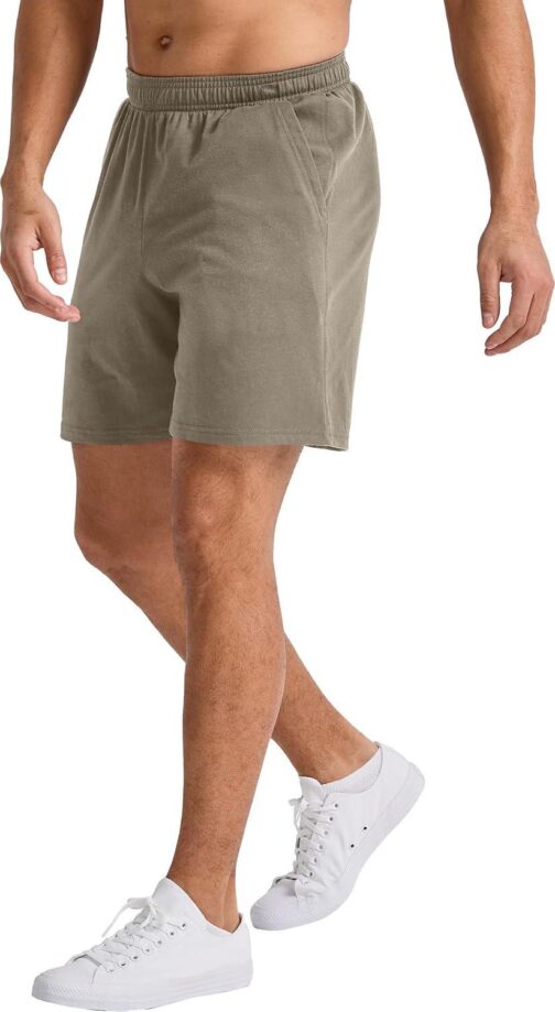 Hanes Mens Originals Cotton Shorts With Pockets, Pull-On Jersey Gym Shorts, 7 - Image 3