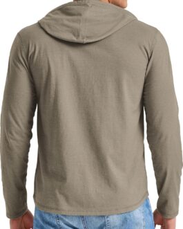 Hanes Mens Originals Tri-Blend Jersey Hoodie, T-Shirt Hoodie With Henley Collar
