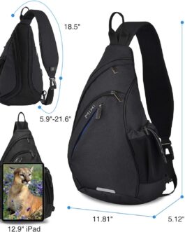 Hanke Sling Bag Men Backpack Unisex One Shoulder Bag Hiking Travel Backpack Crossbody with USB Port Versatile Casual Daypack