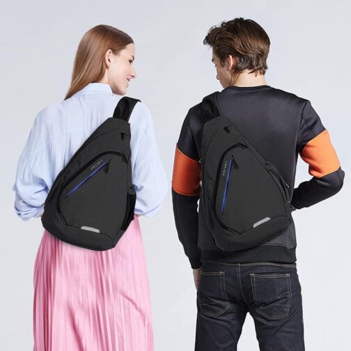 Hanke Sling Bag Men Backpack Unisex One Shoulder Bag Hiking Travel Backpack Crossbody with USB Port Versatile Casual Daypack - Image 6