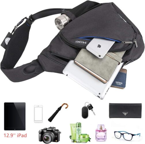 Hanke Sling Bag Men Backpack Unisex One Shoulder Bag Hiking Travel Backpack Crossbody with USB Port Versatile Casual Daypack - Image 3