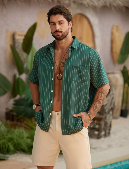 Hardaddy Men's Camp Collar Retro Vintage Bowling Button Down Shirt with Pocket Casual Short Sleeve Beach Shirts Summer - Image 4
