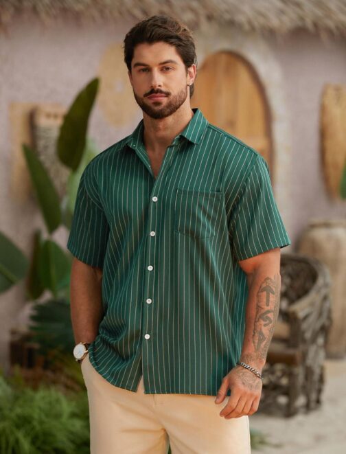 Hardaddy Men's Camp Collar Retro Vintage Bowling Button Down Shirt with Pocket Casual Short Sleeve Beach Shirts Summer - Image 2