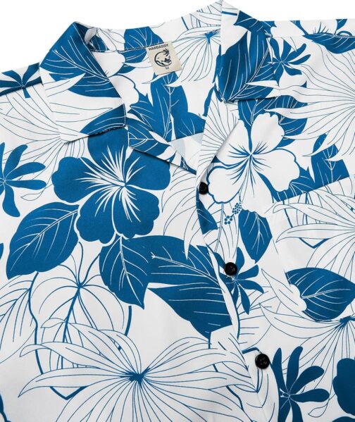 Hardaddy Mens Hawaiian Shirt Palm Leaf Tropical Floral Shirt Short Sleeve Button Down Shirts Summer Beach Camp Collar - Image 4