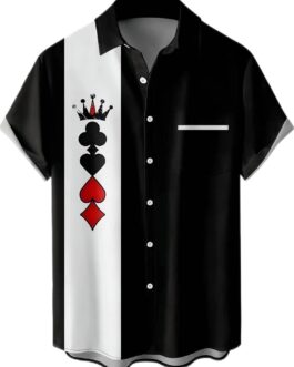 Hawaiian Bowling Shirts for Men Short Sleeve Printed Regular Fit Summer Beach Casual Button Down Aloha Shirts
