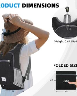 Hiking Backpack 15L Small Travel Backpack Lightweight Daypack Foldable Hiking Backpack Packable Camping Hiking Backpack for Women Men (Black)
