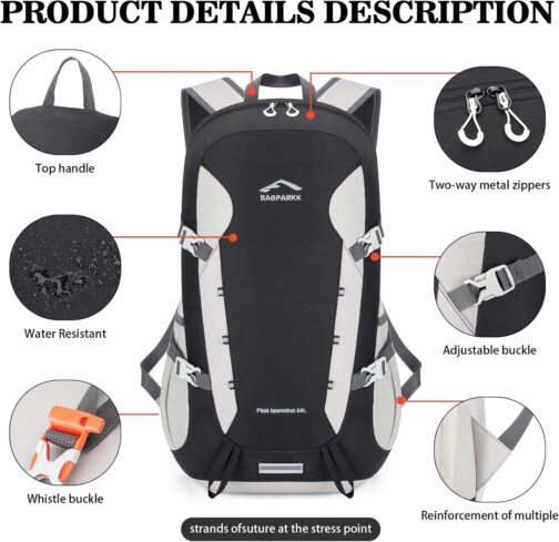 Hiking Backpack,Large 35L Travel Backpacks for Men Women,Water Resistant Ultra Lightweight Foldable Packable Camping Daypack for Outdoor Sports - Image 5