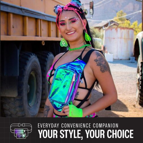 Holographic Clear Fanny Pack Belt Bag | Waterproof for Women - Crossbody Bum Bag, Waist Pack - For Halloween costumes, for Hiking, Running, Travel and Stadium Approved (purple) - Image 6