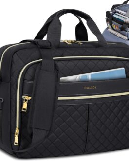 IGOLUMON Laptop Bag 15.6/17.3 Inch Laptop Briefcase for Women Men Waterproof Shoulder Computer Messenger Bag Large Laptop Bag Business Office Work Travel College, Black