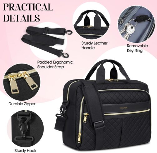 IGOLUMON Laptop Bag 15.6/17.3 Inch Laptop Briefcase for Women Men Waterproof Shoulder Computer Messenger Bag Large Laptop Bag Business Office Work Travel College, Black - Image 5
