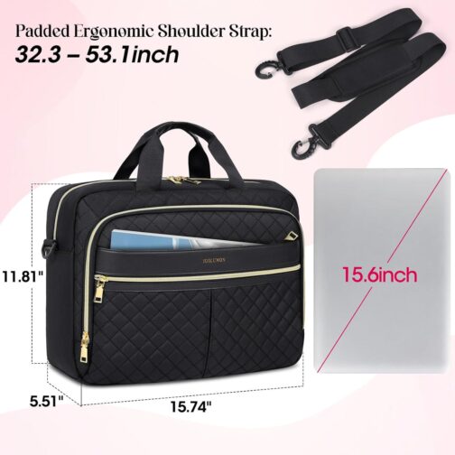 IGOLUMON Laptop Bag 15.6/17.3 Inch Laptop Briefcase for Women Men Waterproof Shoulder Computer Messenger Bag Large Laptop Bag Business Office Work Travel College, Black - Image 8