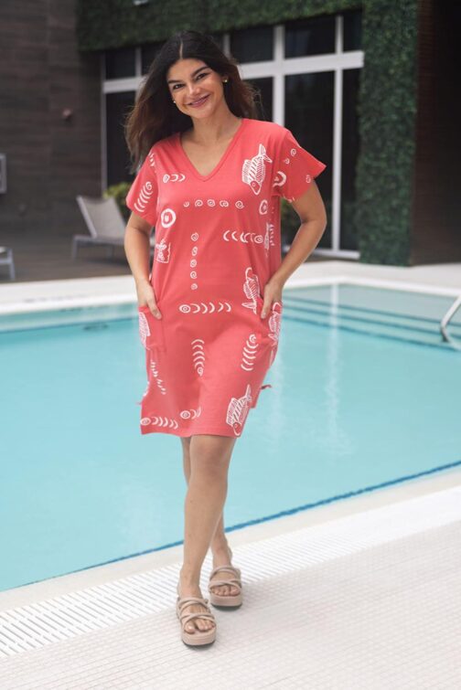INGEAR Beach Summer Shift Dress Short Cotton Tee Dress Cover up - Image 6