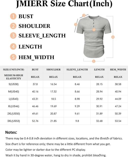 JMIERR Men's Muscle Slim Henley Shirts Crewneck Longline T-Shirt Gym Workout Athletic Shirt Tees with Button - Image 6
