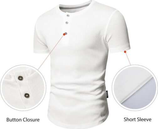 JMIERR Men's Muscle Slim Henley Shirts Crewneck Longline T-Shirt Gym Workout Athletic Shirt Tees with Button - Image 3