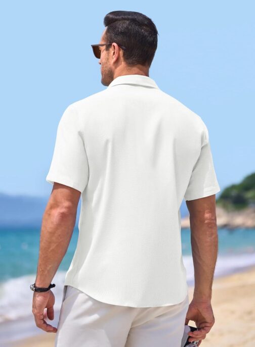 JMIERR Men s Shirts Short Sleeve Summer Button Down Casual Beach Hawaiian Shirt with Pocket - Image 3