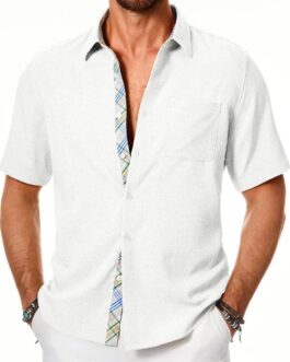 JMIERR Men s Shirts Short Sleeve Summer Button Down Casual Beach Hawaiian Shirt with Pocket