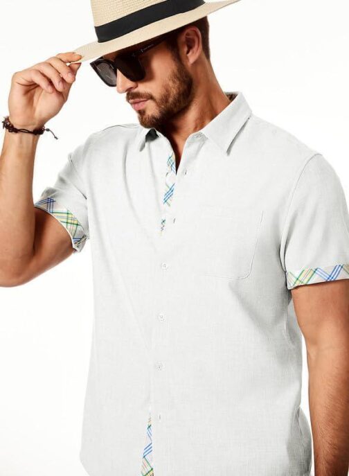 JMIERR Men s Shirts Short Sleeve Summer Button Down Casual Beach Hawaiian Shirt with Pocket - Image 7