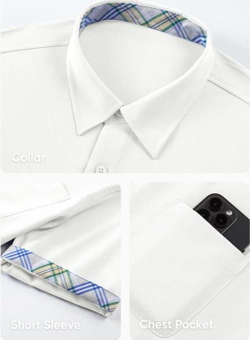 JMIERR Men s Shirts Short Sleeve Summer Button Down Casual Beach Hawaiian Shirt with Pocket - Image 9