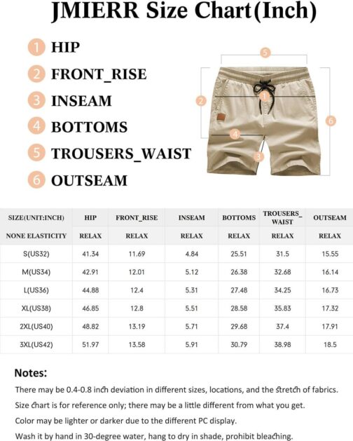 JMIERR Mens Casual Shorts - Cotton Drawstring Summer Beach Stretch Twill Chino Golf Shorts with Pockets - Image 6