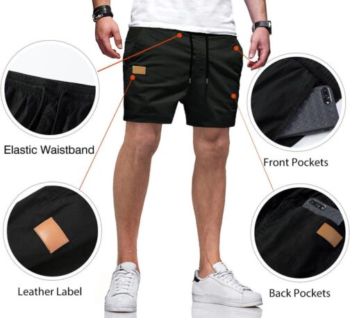 JMIERR Mens Casual Shorts - Cotton Drawstring Summer Beach Stretch Twill Chino Golf Shorts with Pockets - Image 3