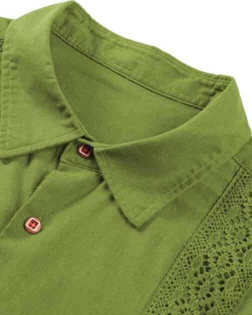 JMIERR Mens Cotton Linen Guayabera Shirts Casual Button Up Short Sleeve Summer Beach Shirt - Image 6