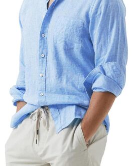 JMIERR Mens Cotton Linen Casual Stylish Button Down Shirt Long Sleeve Dress Shirts