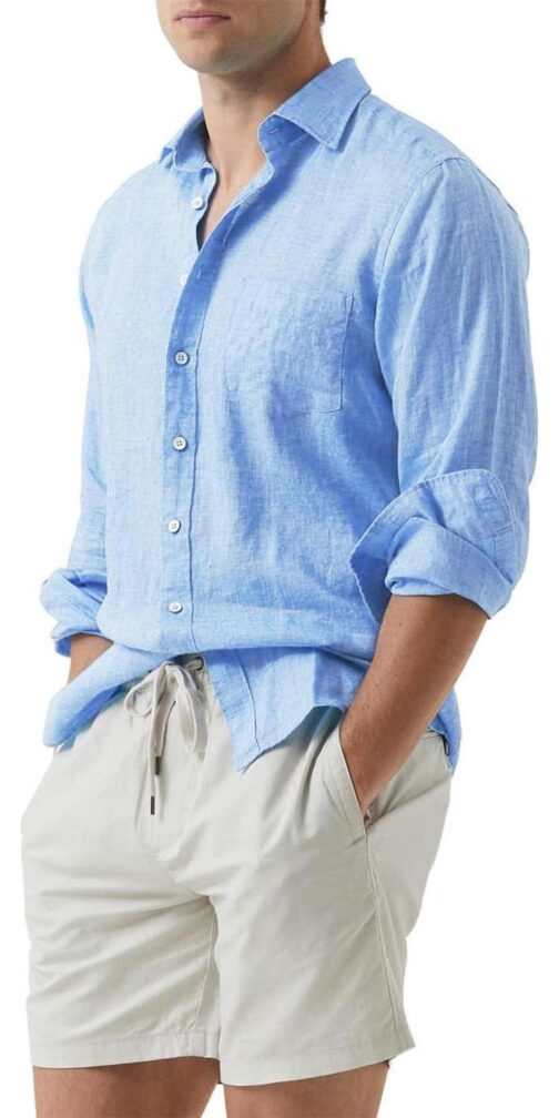 JMIERR Mens Cotton Linen Casual Stylish Button Down Shirt Long Sleeve Dress Shirts - Image 2