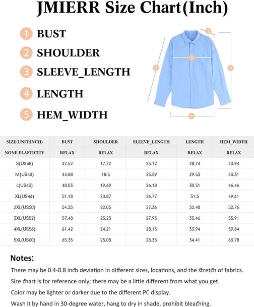 JMIERR Mens Cotton Linen Casual Stylish Button Down Shirt Long Sleeve Dress Shirts - Image 6