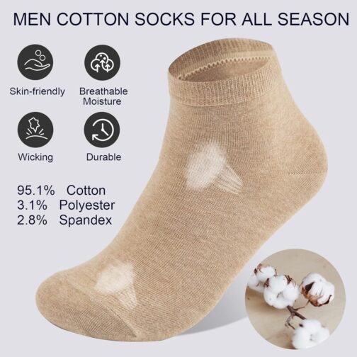 J-BOX Mens Multi-Pack Cotton Socks Ankle Thin Breathable Summer Comfort Low Cut Socks - Image 2