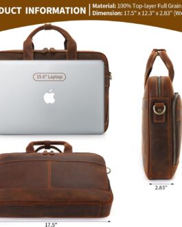 Jack&Chris Men’s Leather Briefcase, Business Travel Laptop Messenger Bag