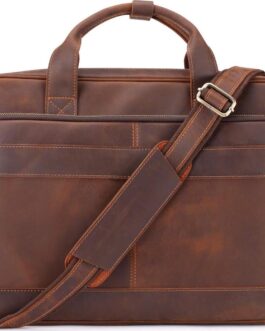 Jack&Chris Men’s Leather Briefcase, Business Travel Laptop Messenger Bag