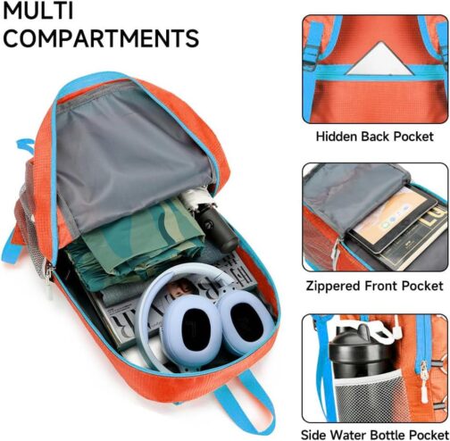Jahomie Hiking Backpack 20L Lightweight Packable Daypack for Men Women Waterproof Outdoor Foldable Travel Daypack - Image 3