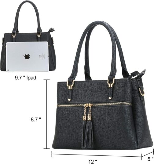 KKXIU Women Satchel Bags Handle Shoulder Handbags and Purses Pockets Zipper Leather Crossbody Bags - Image 6