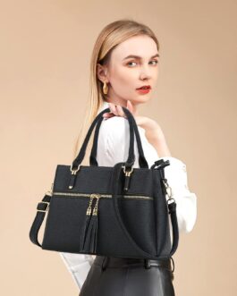 KKXIU Women Satchel Bags Handle Shoulder Handbags and Purses Pockets Zipper Leather Crossbody Bags