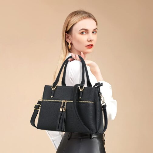 KKXIU Women Satchel Bags Handle Shoulder Handbags and Purses Pockets Zipper Leather Crossbody Bags - Image 2