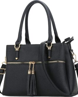 KKXIU Women Satchel Bags Handle Shoulder Handbags and Purses Pockets Zipper Leather Crossbody Bags