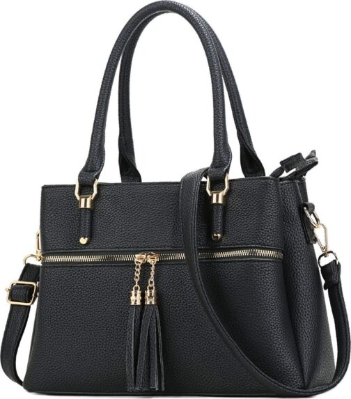 KKXIU Women Satchel Bags Handle Shoulder Handbags and Purses Pockets Zipper Leather Crossbody Bags