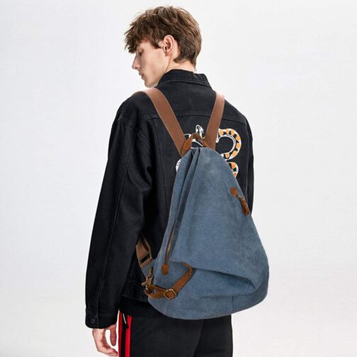 KL928 Canvas Vintage Backpack Large Casual Daypack Outdoor Travel Rucksack Hiking Backpacks for Men Women - Image 6